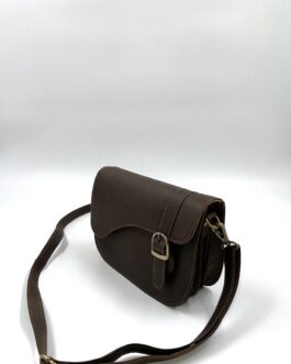 Дамска чанта през рамо от естествена кожа в тъмнокафяво 021