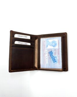 Мъжки портфейл от естествена Хънтър кожа в кафяво 11543