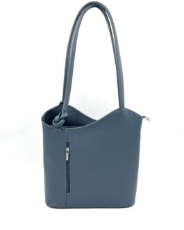 Дамска чанта- раница от естествена кожа в пастелно син цвят