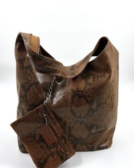Дамска торба от естествена кожа в кафяво