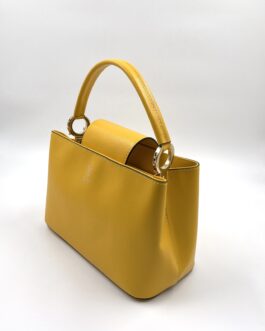 Дамска чанта от естествена кожа в жълто 103