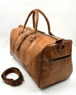 Пътна винтидж чанта от естествена кожа в натурално кафяво 2