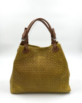 Дамска чанта от естествена кожа в жълто 0195