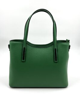 Дамска чанта от естествена кожа в зелено 106