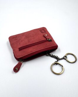 Ключодаржател от естествена Хънтър кожа в червено 10-278