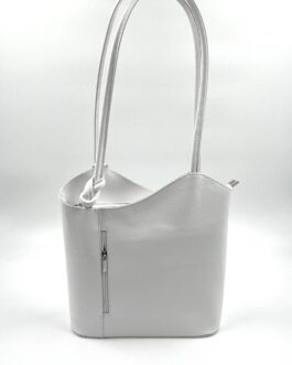 Дамска чанта- раница от естествена кожа в бяло