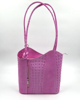 Дамска чанта- раница от естествена кожа в розово