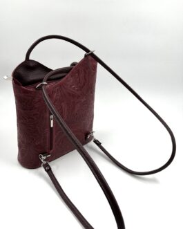 Дамска чанта- раница от естествена кожа в бордо