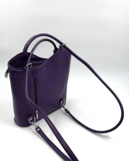 Дамска чанта- раница от естествена кожа в лилаво