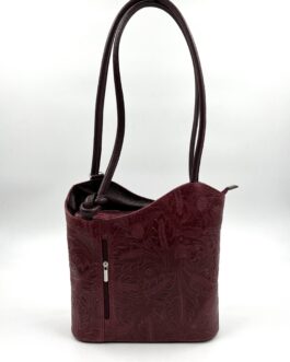 Дамска чанта- раница от естествена кожа в бордо