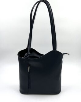 Дамска чанта- раница от естествена кожа в тъмносин цвят