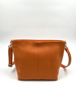 Дамска чанта през рамо от естествена кожа в оранжево 216