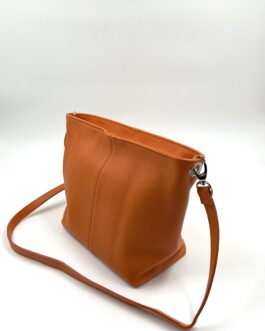 Дамска чанта през рамо от естествена кожа в оранжево 216