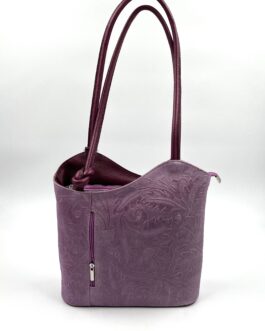 Дамска чанта- раница от естествена кожа в цвят вишна 2