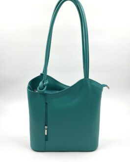 Дамска чанта- раница от естествена кожа в тюркоазен цвят