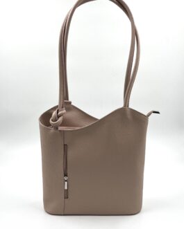 Дамска чанта- раница от естествена кожа в цвят пудра