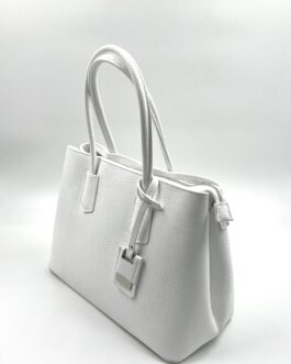 Дамска чанта от естествена кожа в бяло 8001
