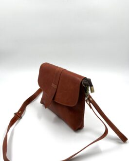 Дамска чанта през рамо от естествена кожа в кафяво 0418