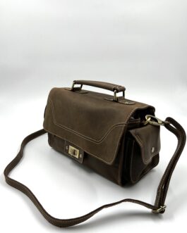 Чанта за камера от естествена Хънтър кожа в кафяво