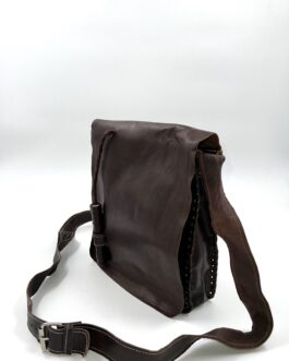 Мароканска чанта през рамо от естествена кожа в тъмнокафяво 09