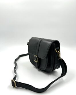 Дамска чанта през рамо от естествена кожа в черно 0528