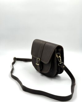 Дамска чанта през рамо от естествена кожа в тъмнокафяво 0528