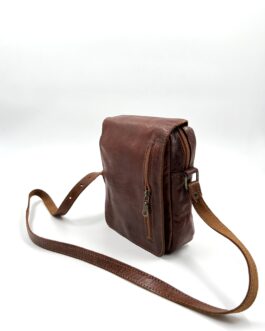 Мъжка чанта през рамо от естествена кожа в кафяво 0196