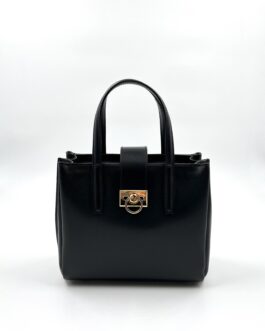 Дамска чанта от естествена кожа в черен цвят 0115