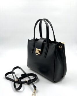 Дамска чанта от естествена кожа в черен цвят 0115