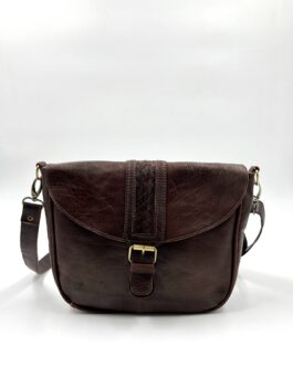 Дамска чанта през рамо от естествена кожа в тъмнокафяво 0184