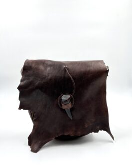Мароканска чанта през рамо листо и рог в тъмнокафяво