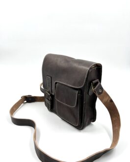 Мъжка винтидж чанта от естествена кожа в тъмнокафяво 1007-2