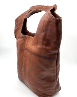 Голяма дамска торба от естествена кожа в кафяво 258