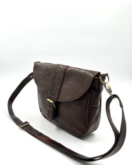 Дамска чанта през рамо от естествена кожа в тъмнокафяво 0184