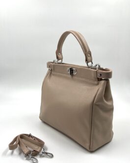 Дамска чанта от естествена кожа в цвят пудра 0111