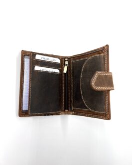 Луксозен мъжки портфейл от естествена Хънтър кожа в кафяво 0111