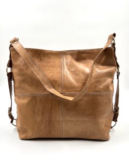 Голяма дамска чанта от естествена кожа в натурално кафяво 0303