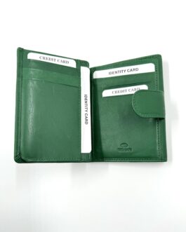 Дамски портфейл от естествена кожа в зелено 1-643