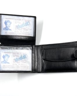 Голям мъжки портфейл от естествена кожа в черно 6А