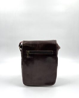 Мъжка чанта през рамо от естествена кожа в тъмнокафяв цвят 988