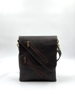 Мъжка чанта през рамо от естествена кожа в тъмнокафяво 0268