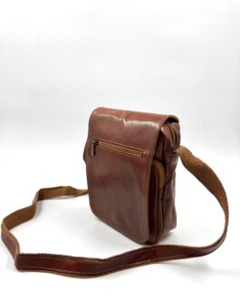 Мъжка чанта през рамо от естествена кожа в цвят коняк 988