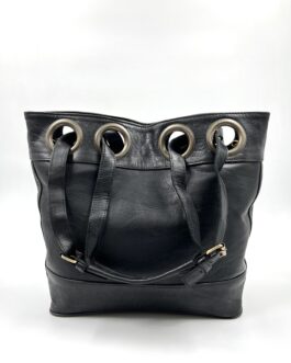 Голяма дамска чанта от естествена кожа в черно 0922