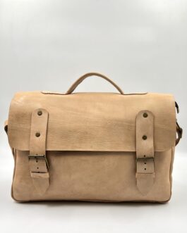 Голяма винтидж чанта от естествена кожа натурал 0189