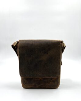 Мъжка чанта през рамо от естествена Хънтър кожа в кафяво 0714