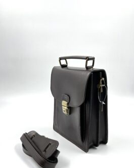 Мъжка чанта от естествена кожа в тъмнокафяв цвят 704