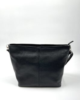 Дамска чанта през рамо от естествена кожа в черен цвят 216
