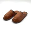 woman leather slippers brown