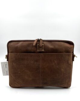 Унисекс чанта за лаптоп от естествена кожа в кафяво 1313