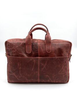Бизнес чанта от естествена Crazy horse кожа в бордо